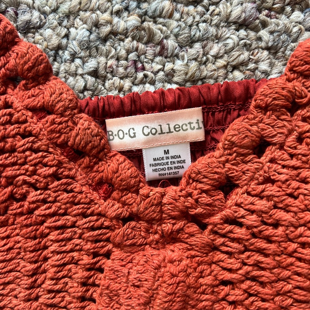 BOG Collection Rust Crochet Top - Picture 2 of 2